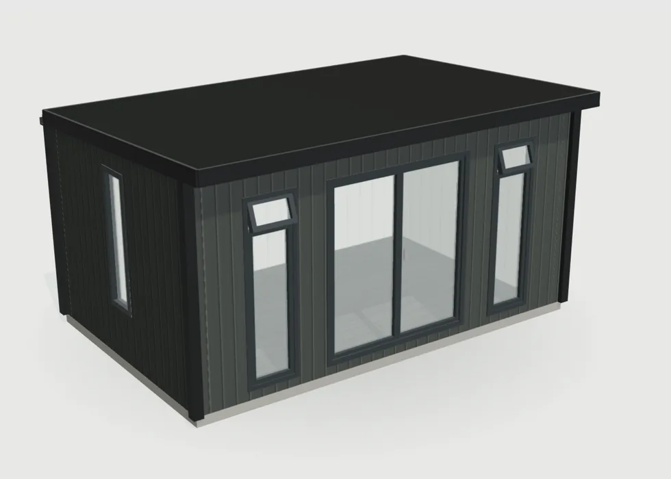 Charcoal composite Noah garden room with a 1ft front canopy