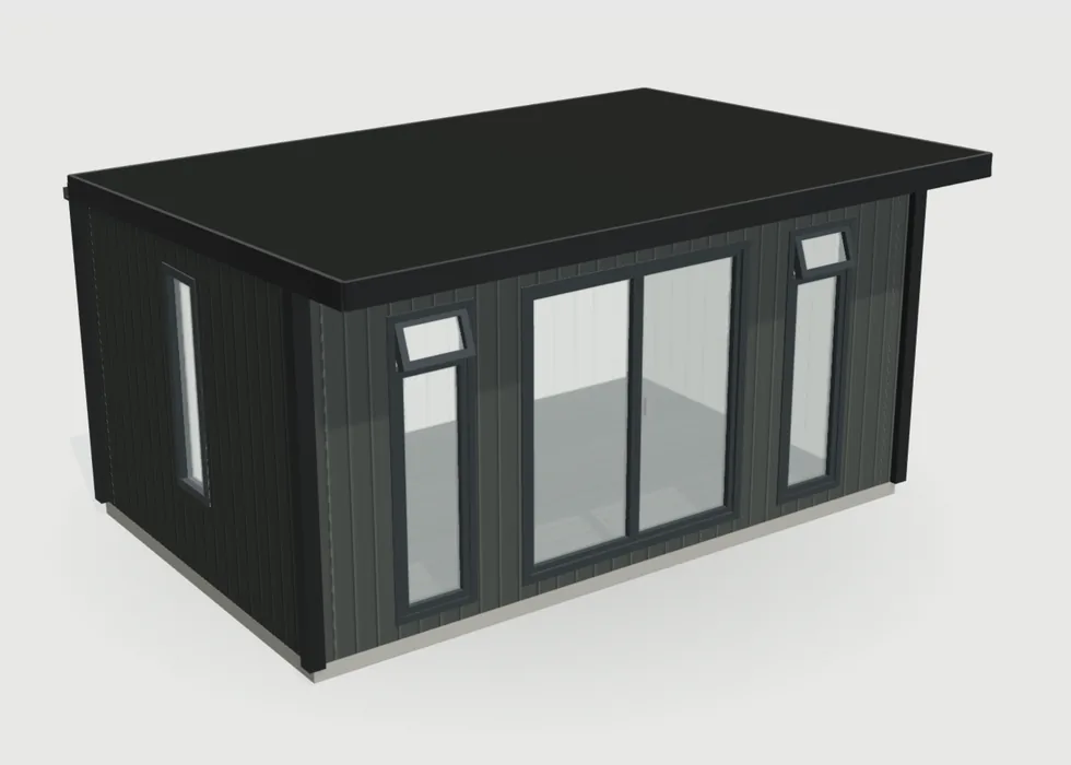 Charcoal composite Noah garden room with a 2ft front canopy
