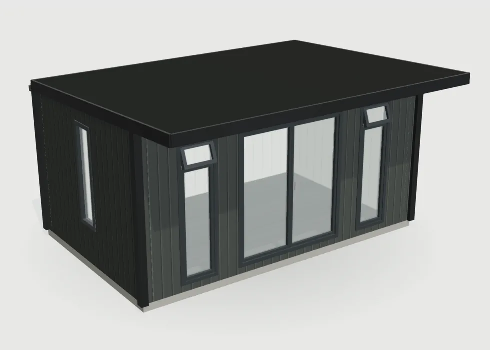 Charcoal composite Noah garden room with a 3ft front canopy