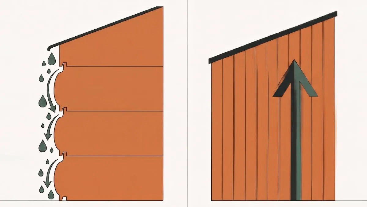 Horizontal and vertical cladding profiles compared on a garden room