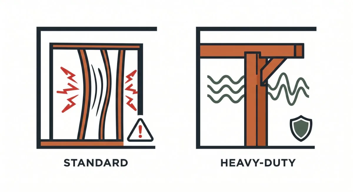 Standard and heavy-duty workshop wall frames compared