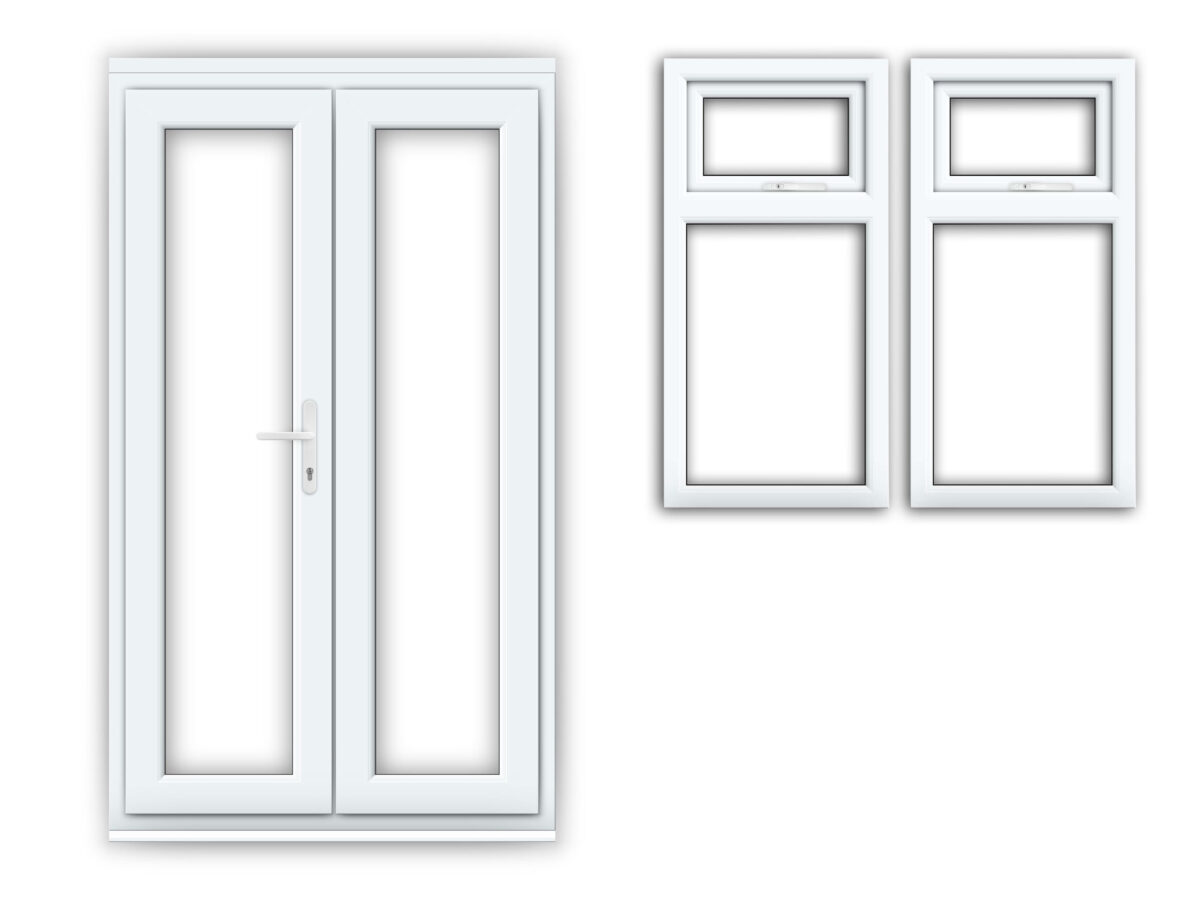 4ft double glazed uPVC door and 2 x  double glazed uPVC windows