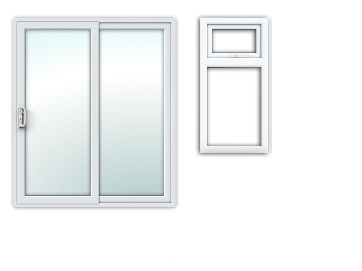 6ft double glazed aluminium sliding door and 1 x  double glazed aluminium windows