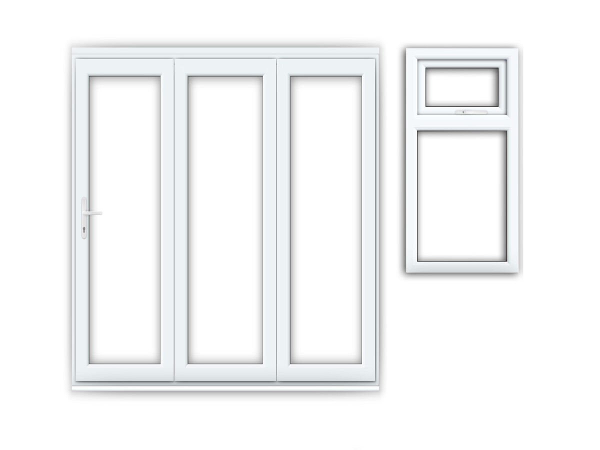 8ft double glazed aluminium bi-folding door and 1 x  double glazed aluminium window